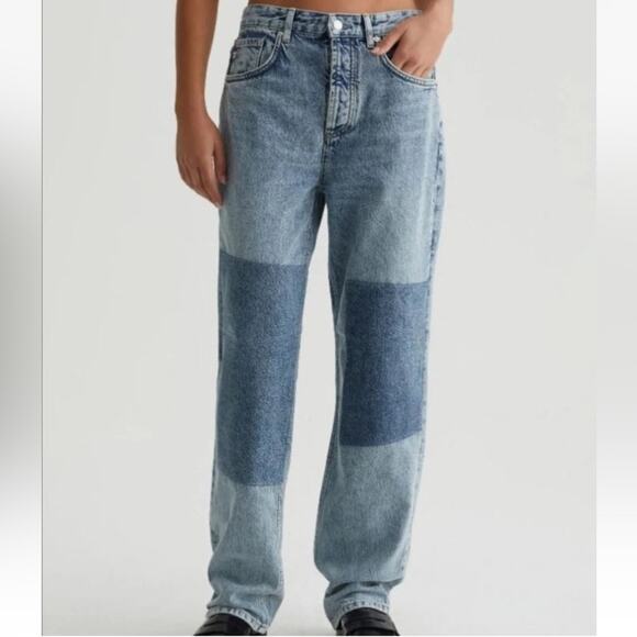 AG Clove Relaxed Vintage Straight Patched Knee Jeans - Picture 1 of 10
